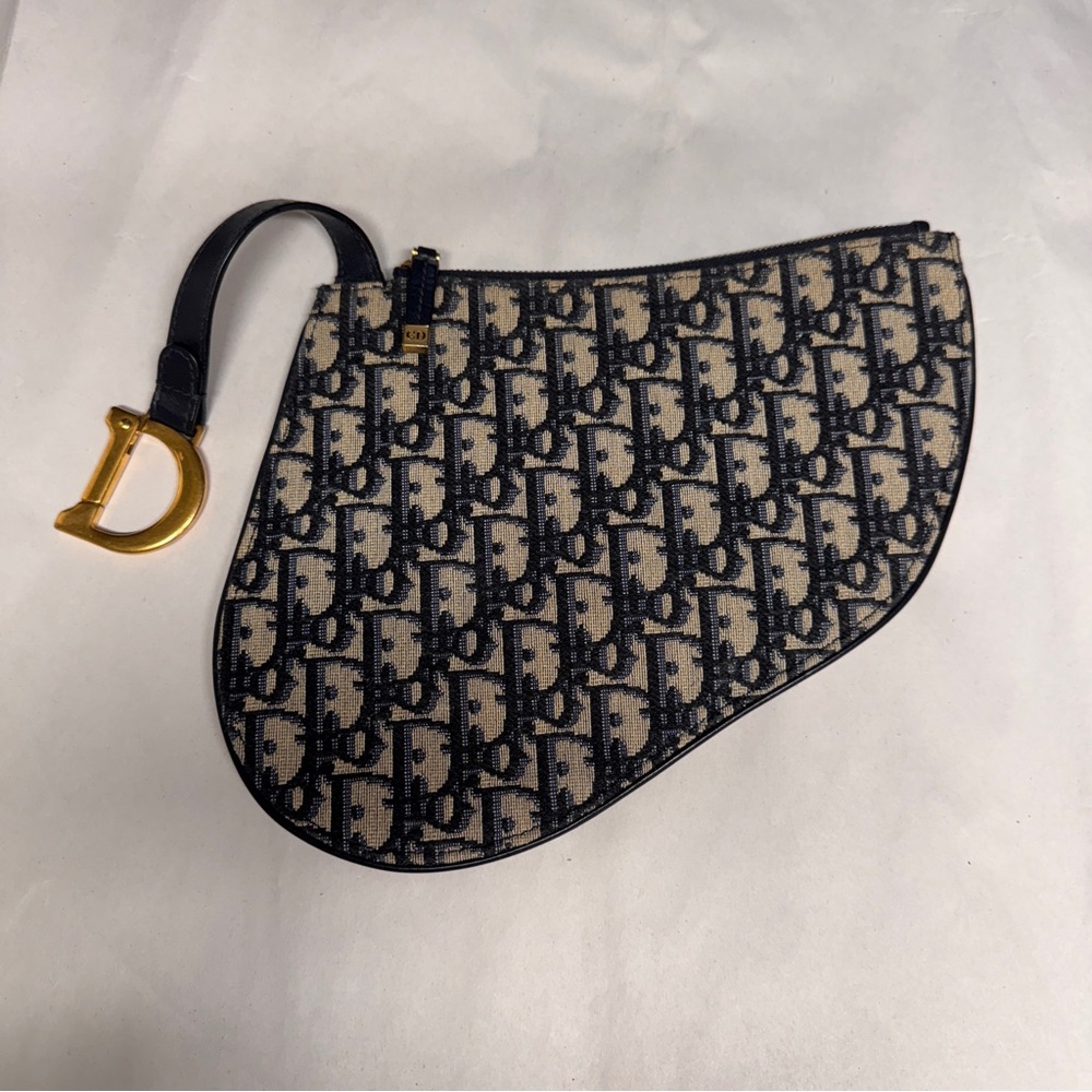 Dior Navy Trotter Monogram Luxury GHW Saddle Pouch - Picture 9 of 10